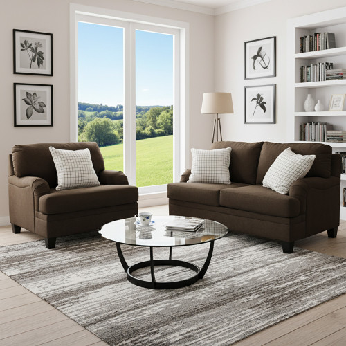 طقم كنب 2 مقاعد وكرسي مودرن بني طقم كنب 2 مقاعد وكرسي مودرن بني