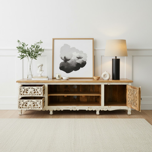 وحدة تلفزيون خشب حفر فاخر 200 سم وحدة تلفزيون خشب حفر فاخر 200 سم