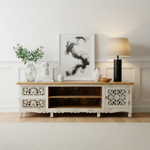 وحدة تلفزيون خشب حفر فاخر 200 سم وحدة تلفزيون خشب حفر فاخر 200 سم