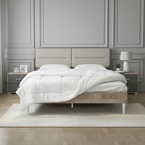 سرير جلد مزدوج تصميم فندقي مع 2 كومودينو سرير جلد مزدوج تصميم فندقي مع 2 كومودينو