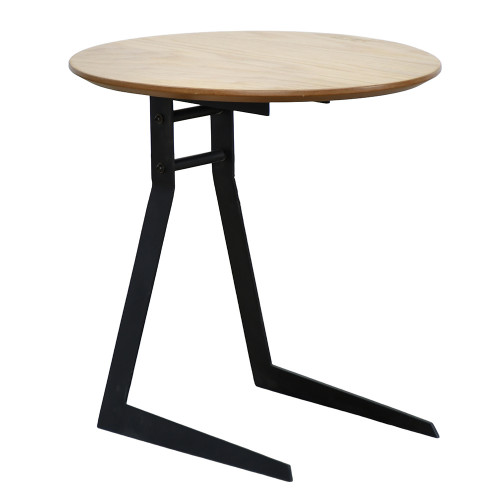 طاولة قهوة جانبية خشب بأرجل معدنية